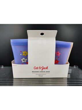 Cat & Jack Reusable Snack Bags Food-Grade Silicone 2 Pack